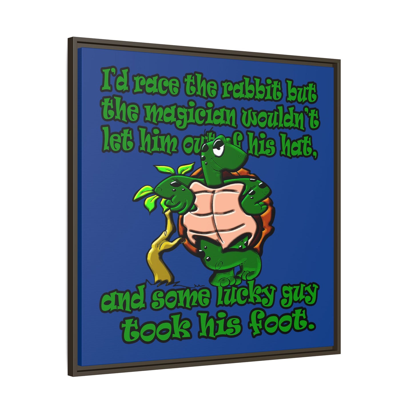 turtle race - framed canvas art (dark blue)