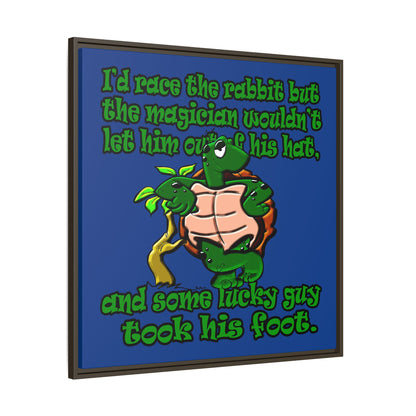turtle race - framed canvas art (dark blue)