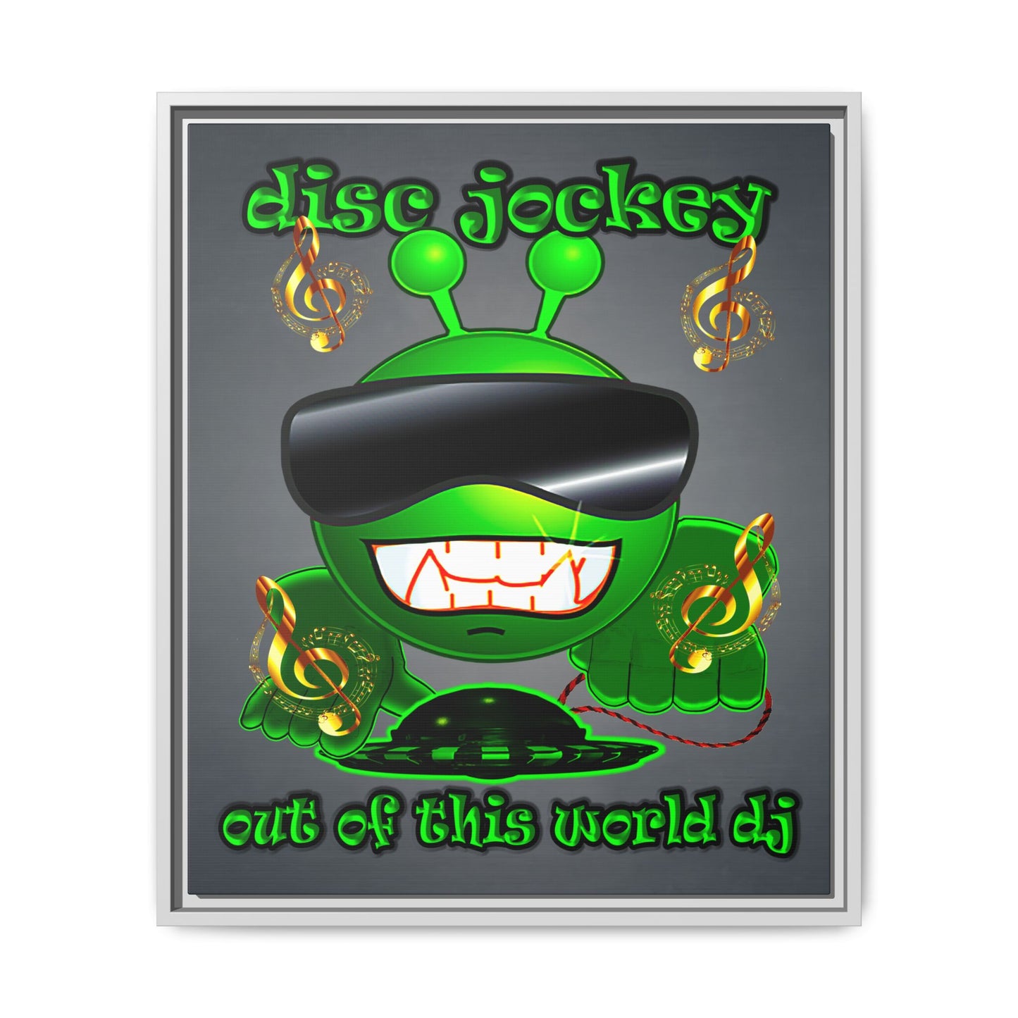 disc jockey - framed canvas art (grey-light grey)