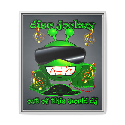 disc jockey - framed canvas art (grey-light grey)