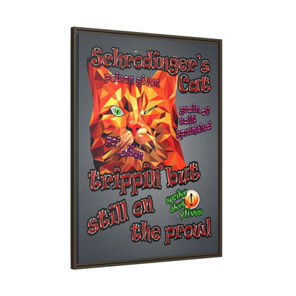 schrodinger's cat - framed canvas art (grey-light grey)