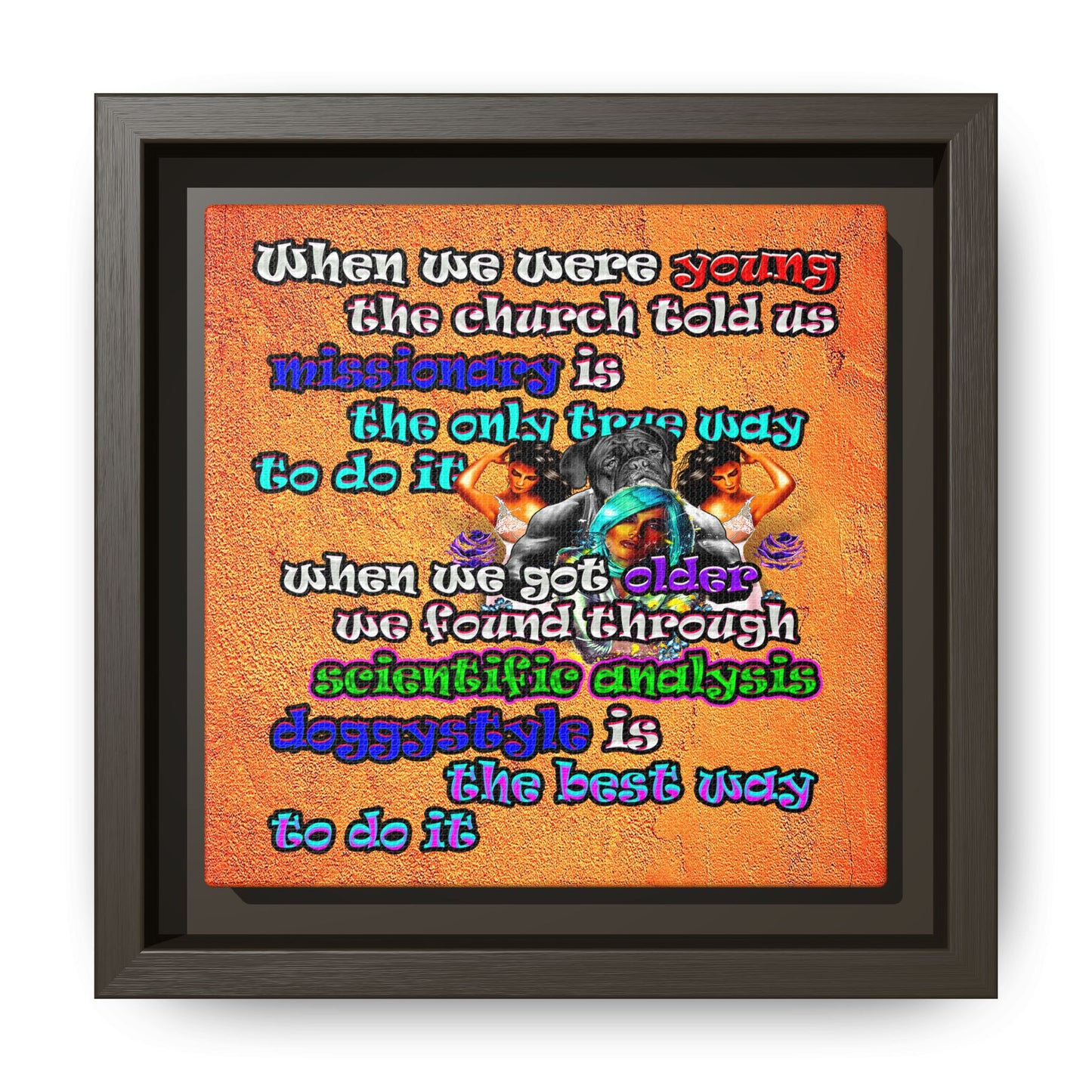 doggystyle - framed canvas art (burnt orange)