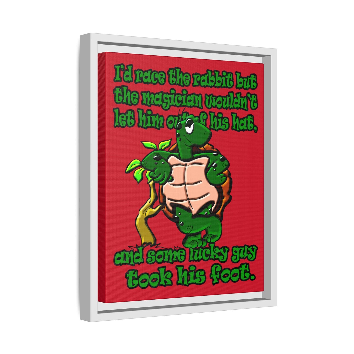 turtle race - framed canvas art (dark red)