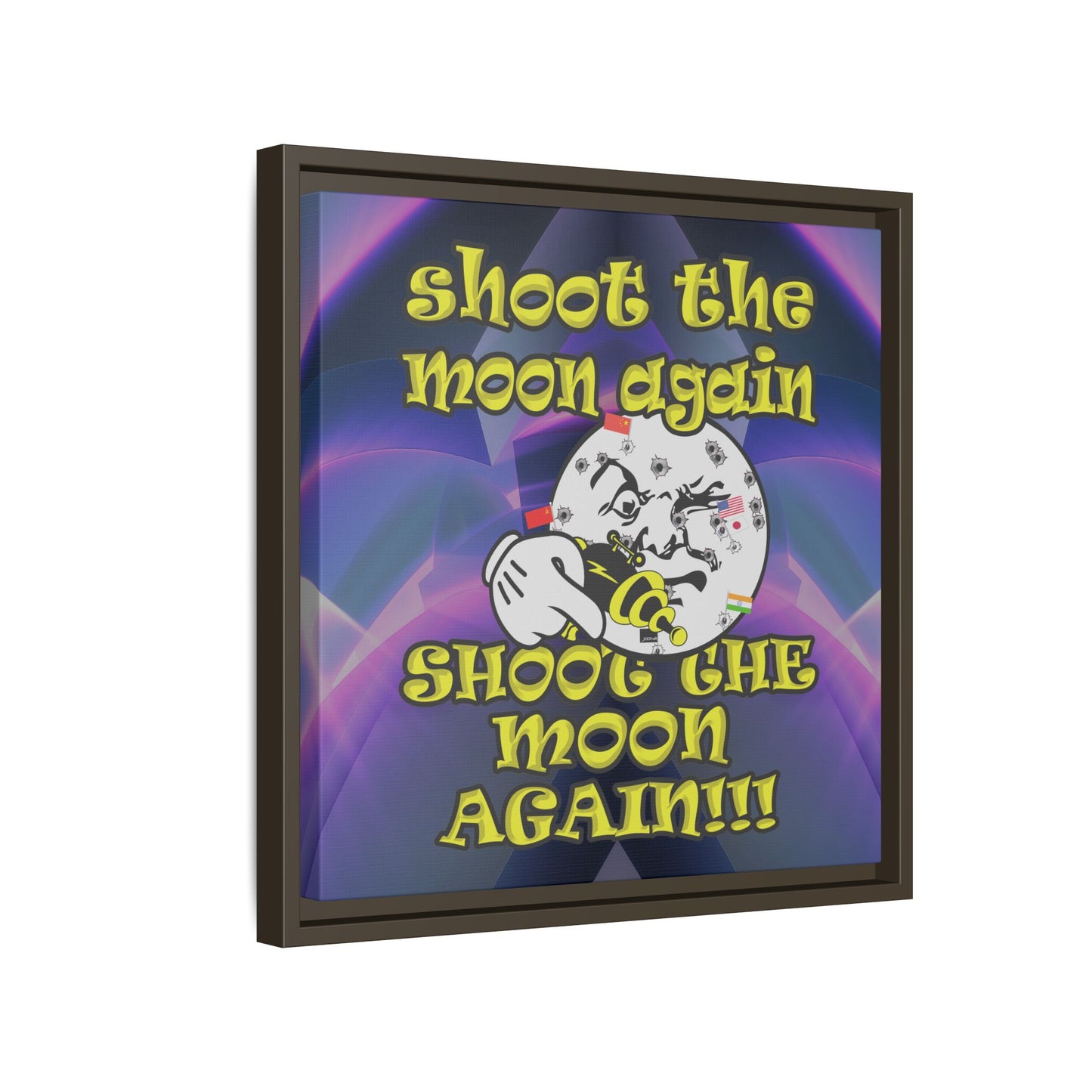 shoot the moon again - framed canvas art (grey-pink wave)
