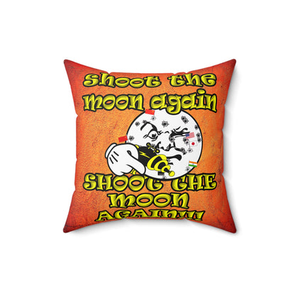 shoot the moon again - Spun Polyester Square Pillow - (burnt orange)