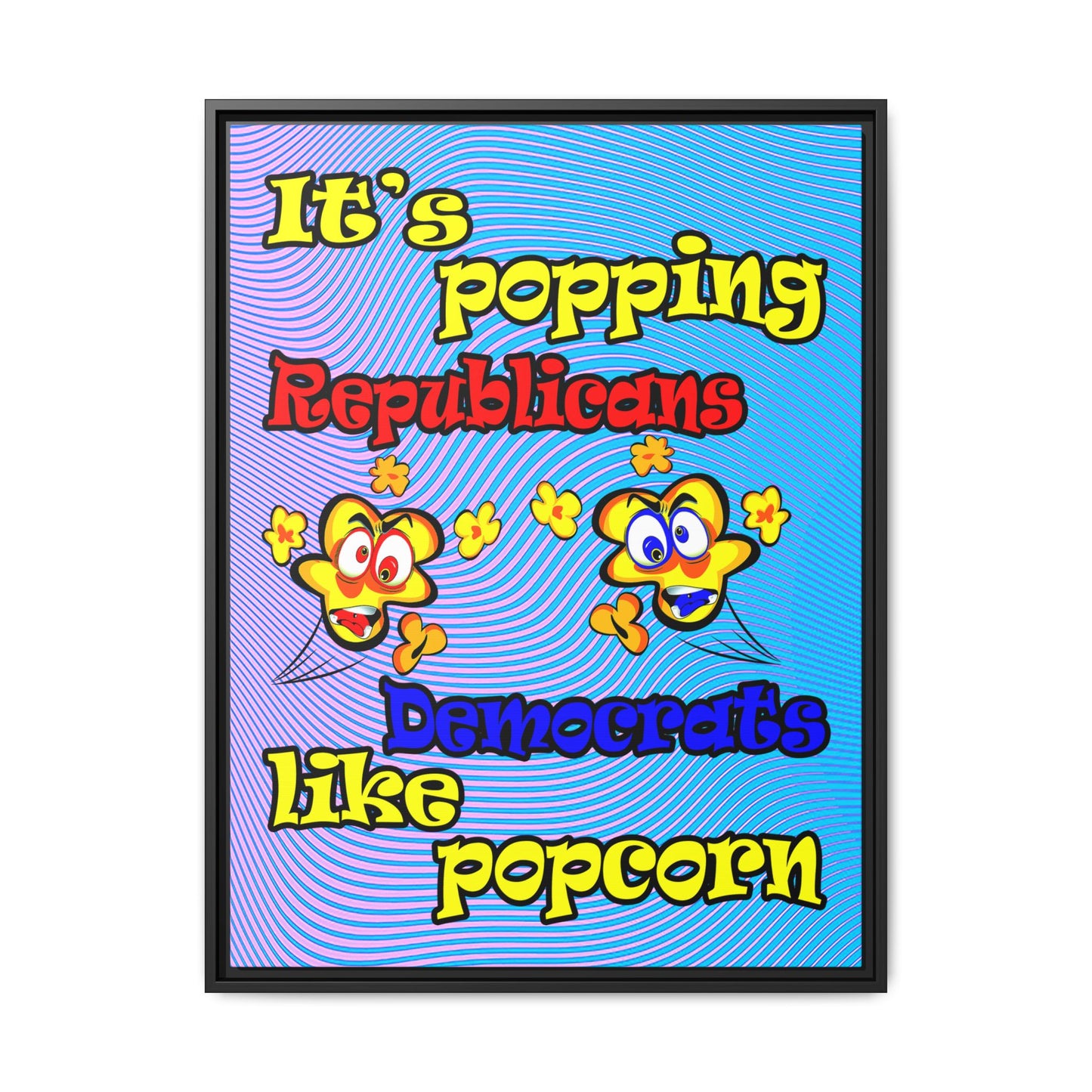 popping like popcorn - framed canvas art (light blue-purple wave)