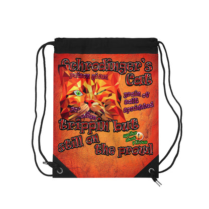 schrodinger's cat - Drawstring Bag (burnt orange)