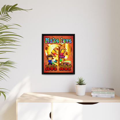 love peace - framed canvas art (burnt orange)