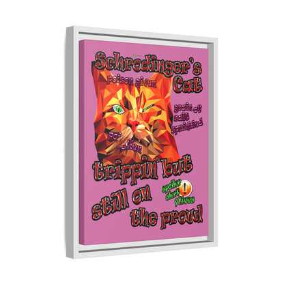 schrodinger's cat - framed canvas art (light pink)