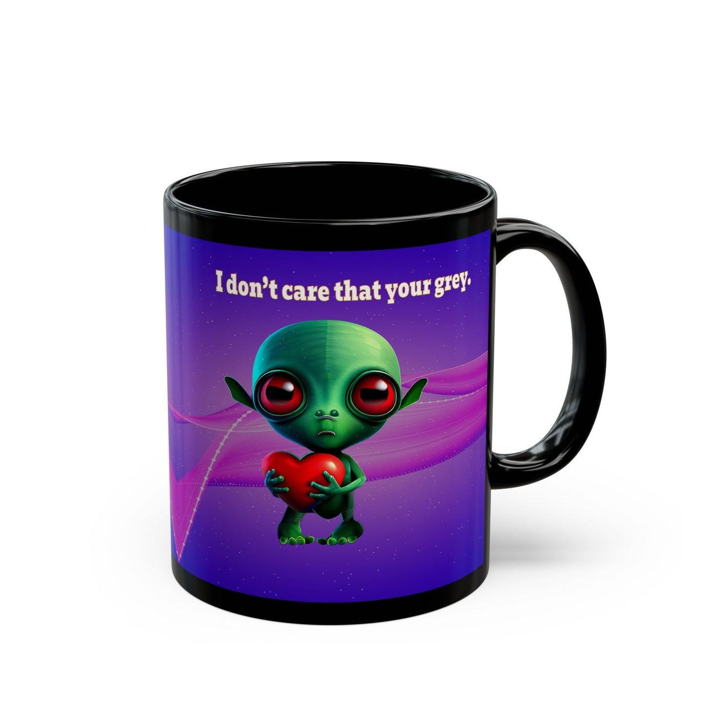 I don't care that your grey - Black Mug (purple-pink wave)