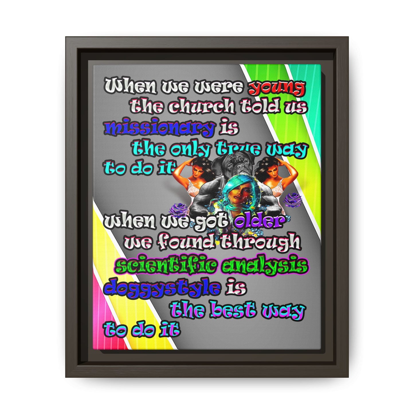 doggystyle - framed canvas art (rainbow split)