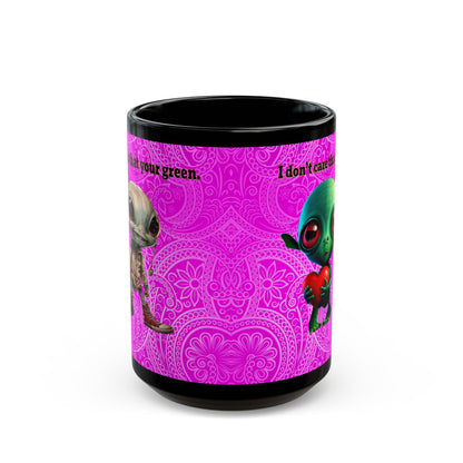 I don't care that your grey - Black Mug (pink swirl)