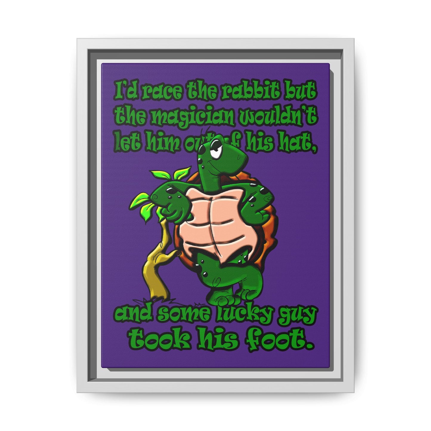 turtle race - framed canvas art (purple)