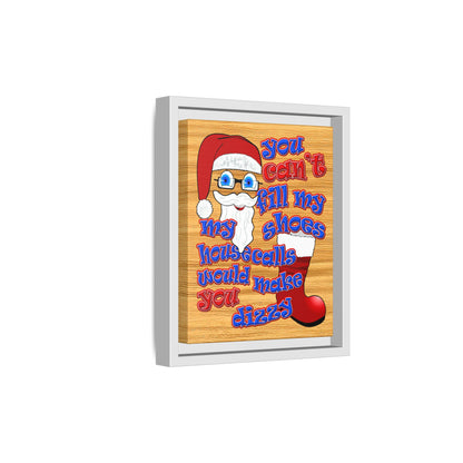 santa's shoes - framed canvas art (butterscotch wood finish)