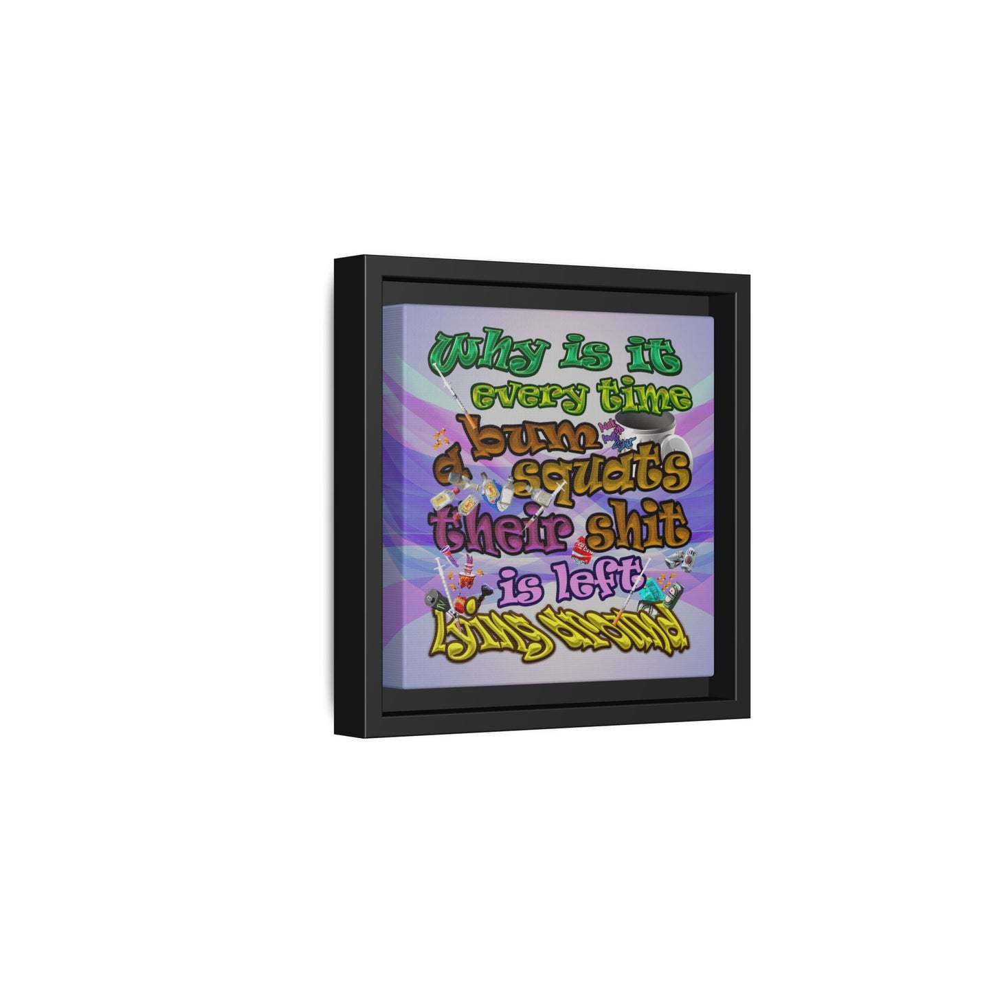 the bum's shit - framed canvas art (light blue-pink wave)