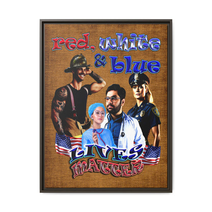 rw&b lives matter - framed canvas art (brown papyrus)