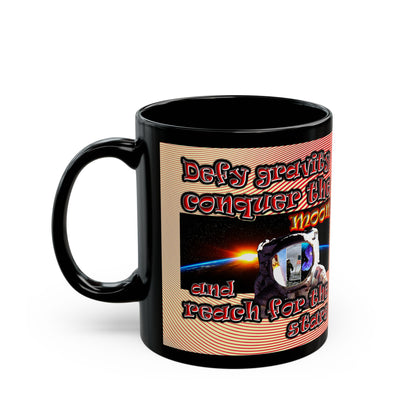 defy conquer reach - Black Mug (yellow-orange wave)