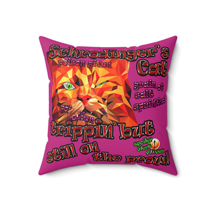 schrodinger's cat - Faux Suede Square Pillow - (pink)