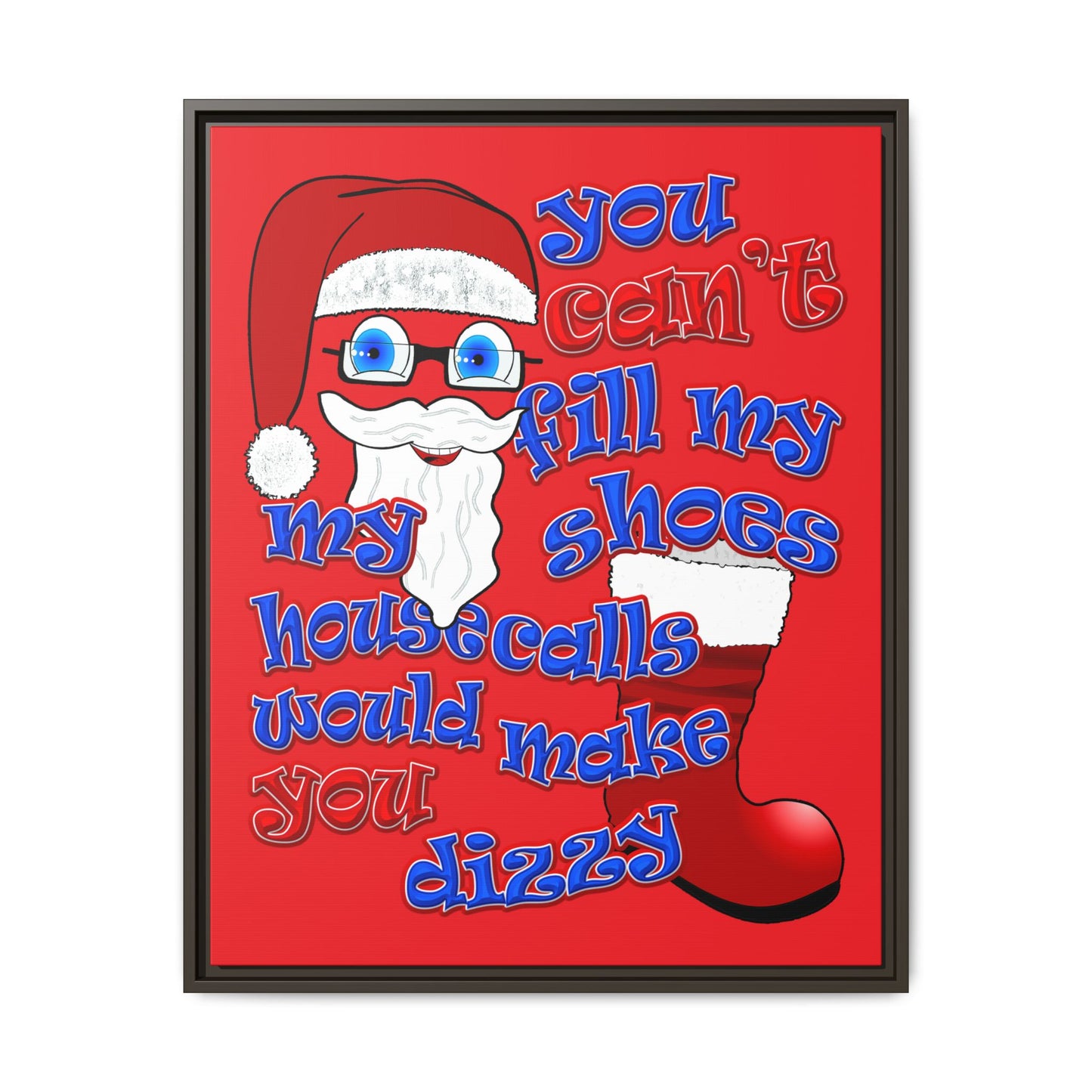 santa's shoes - framed canvas art (red)