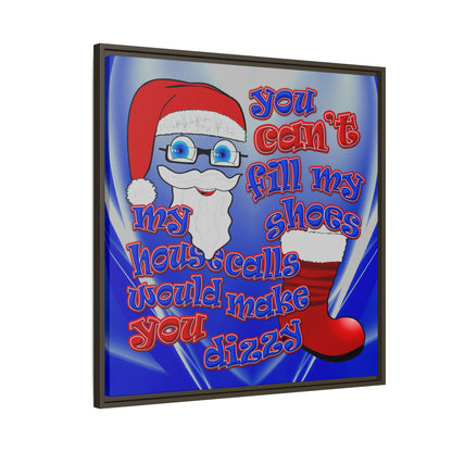 santa's shoes - framed canvas art (blue-white wave)