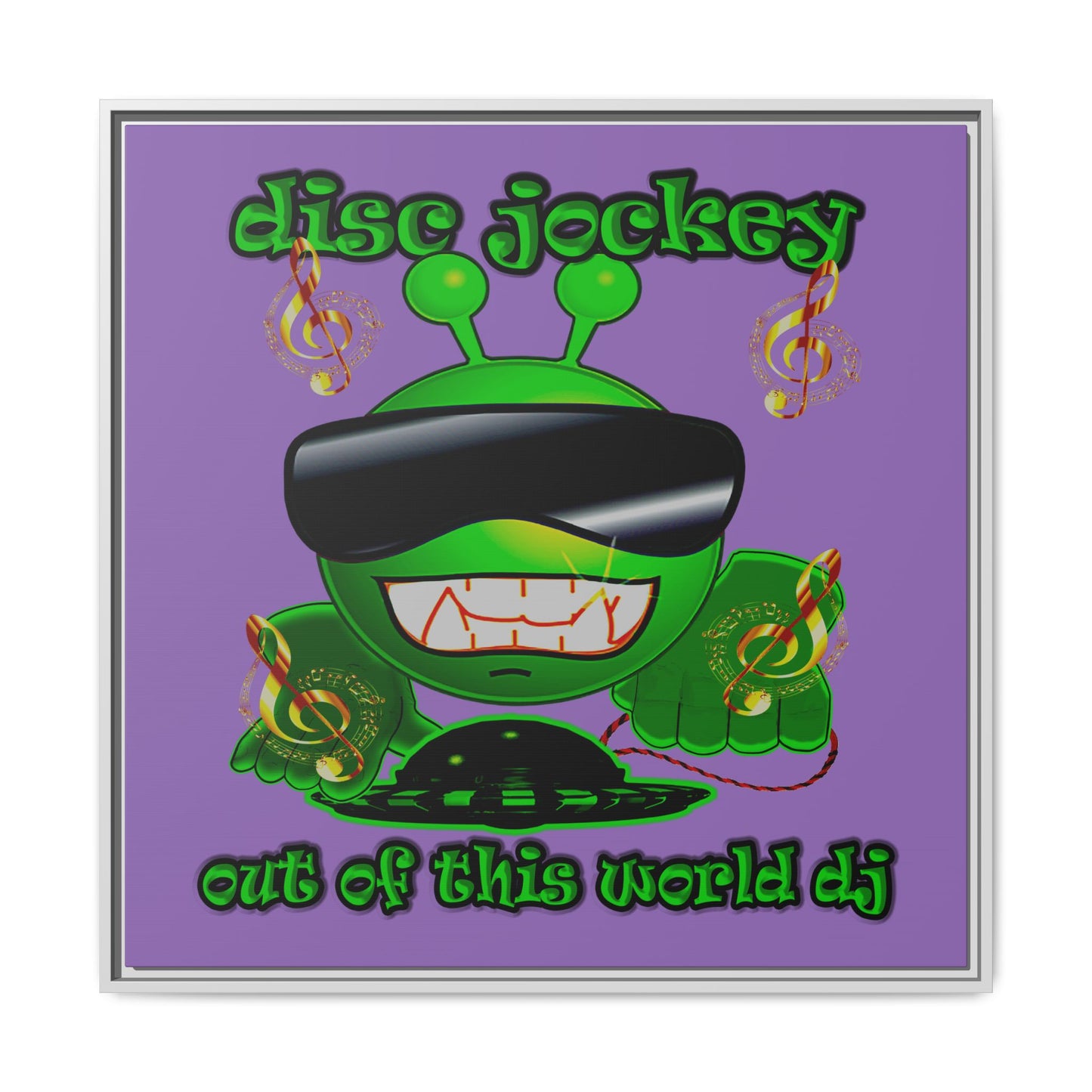 disc jockey - framed canvas art (light purple)