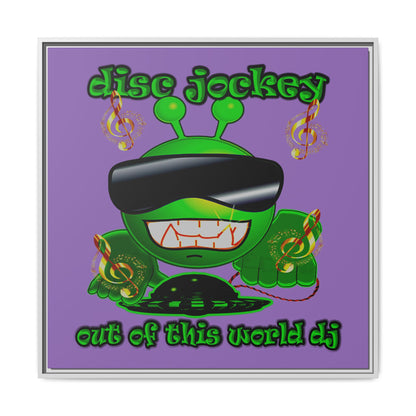 disc jockey - framed canvas art (light purple)