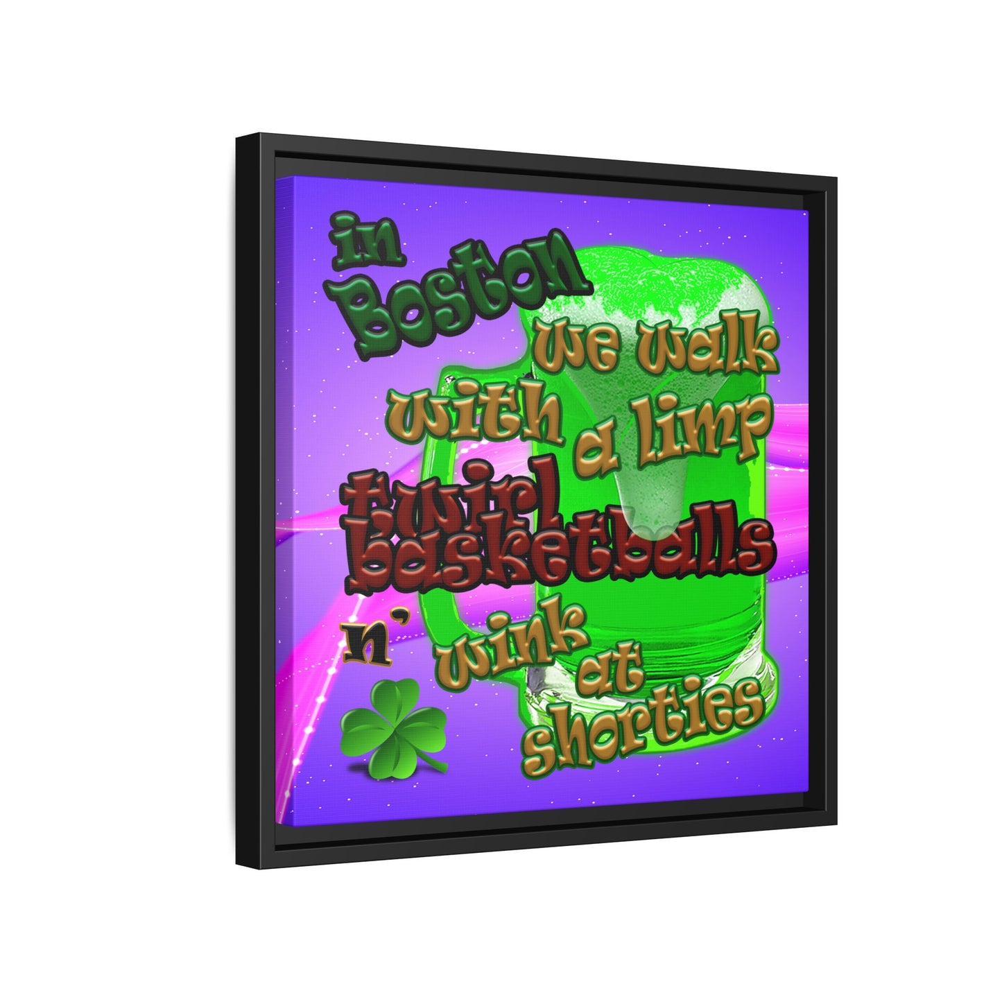 celtics logo - framed canvas art (purple-pink wave)