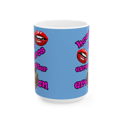 hoes b4 bros - White Mug (light blue)