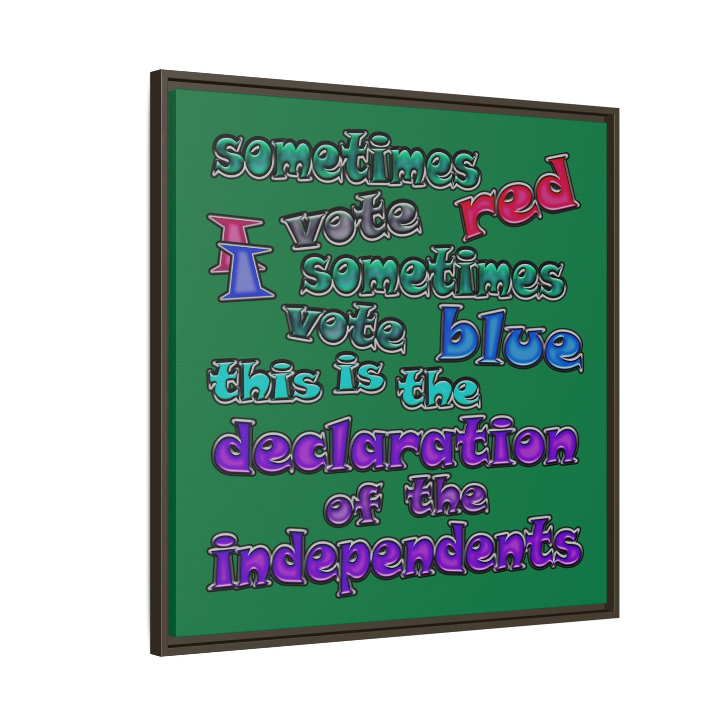 declaration of the independents - framed canvas art (dark green)