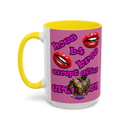 hoes b4 bros - Accent Mug (light pink)