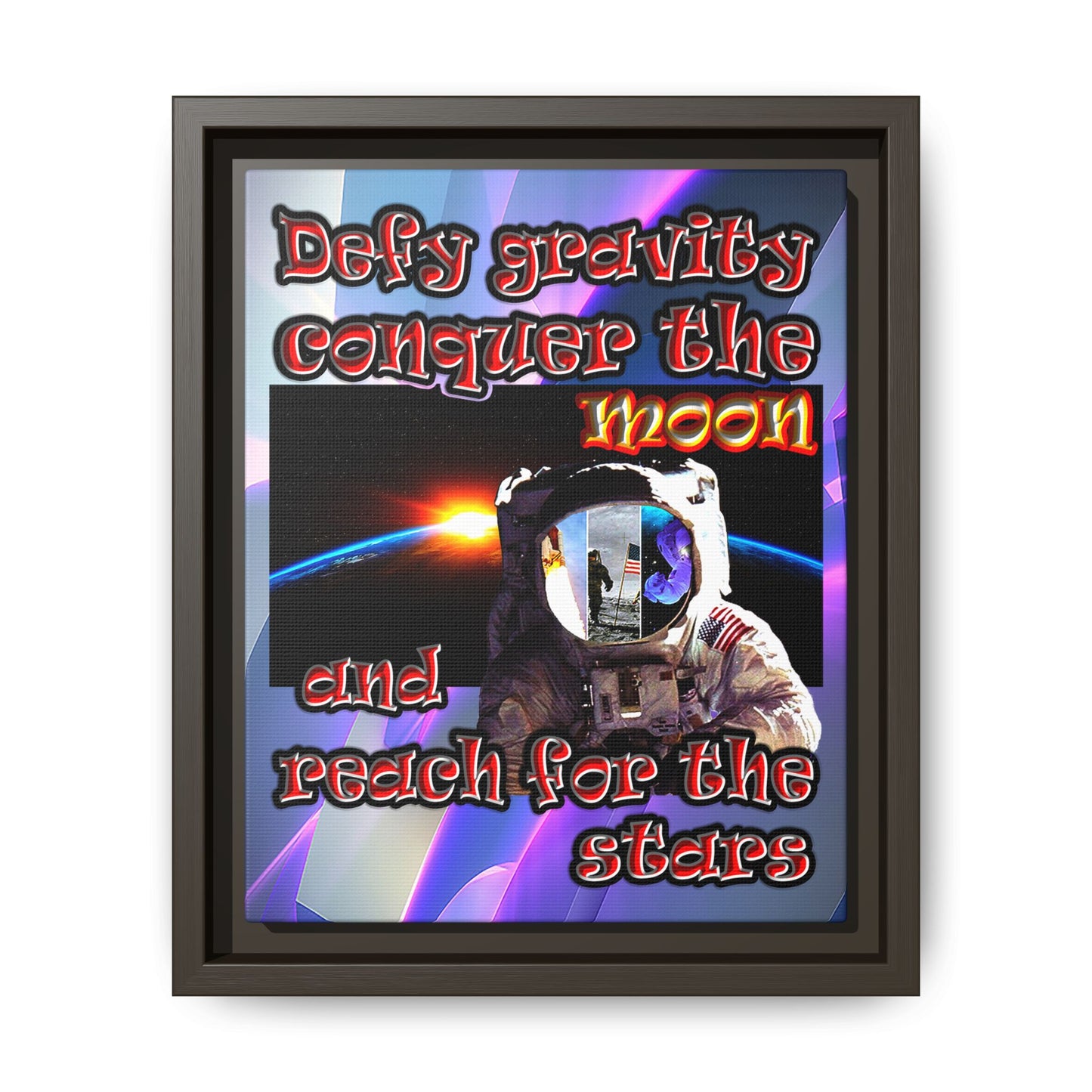defy conquer reach - framed canvas art (grey-pink wave)