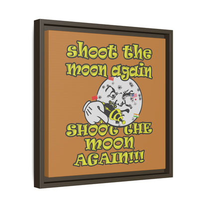 shoot the moon again - framed canvas art (light brown)