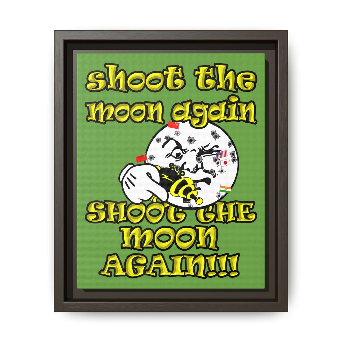 shoot the moon again - framed canvas art (green)