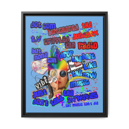drop the beat - framed canvas art (light blue)