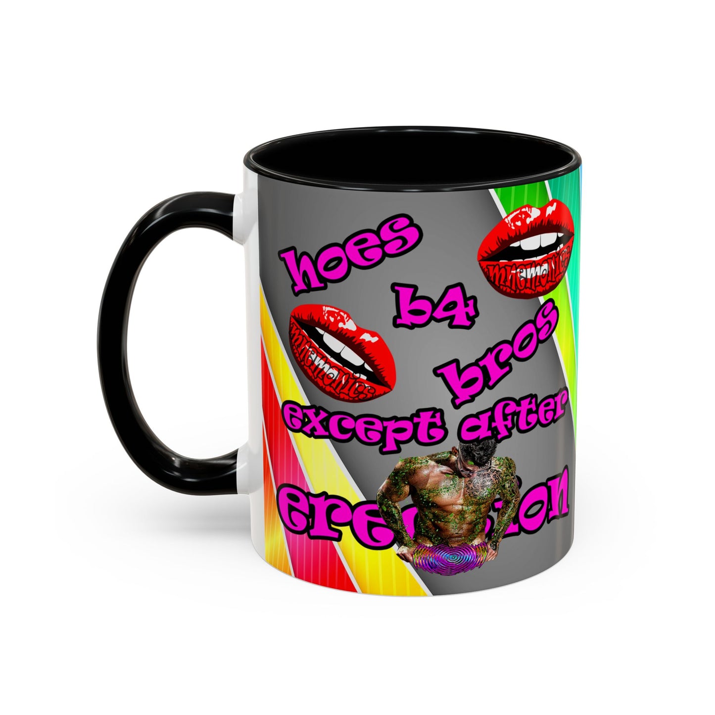 hoes b4 bros - Accent Mug (rainbow split)