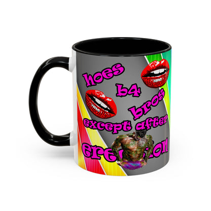 hoes b4 bros - Accent Mug (rainbow split)