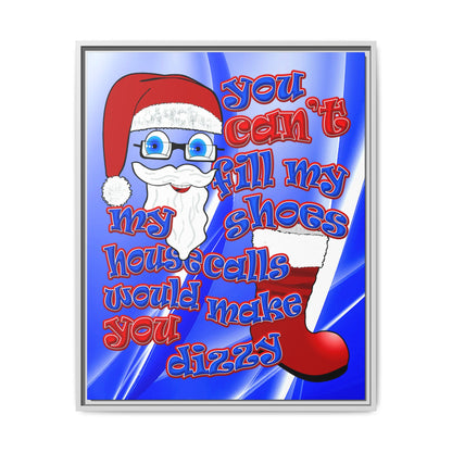 santa's shoes - framed canvas art (blue-white wave)