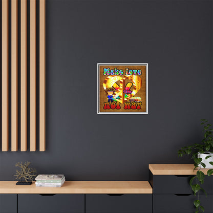 love peace - framed canvas art (brown papyrus)