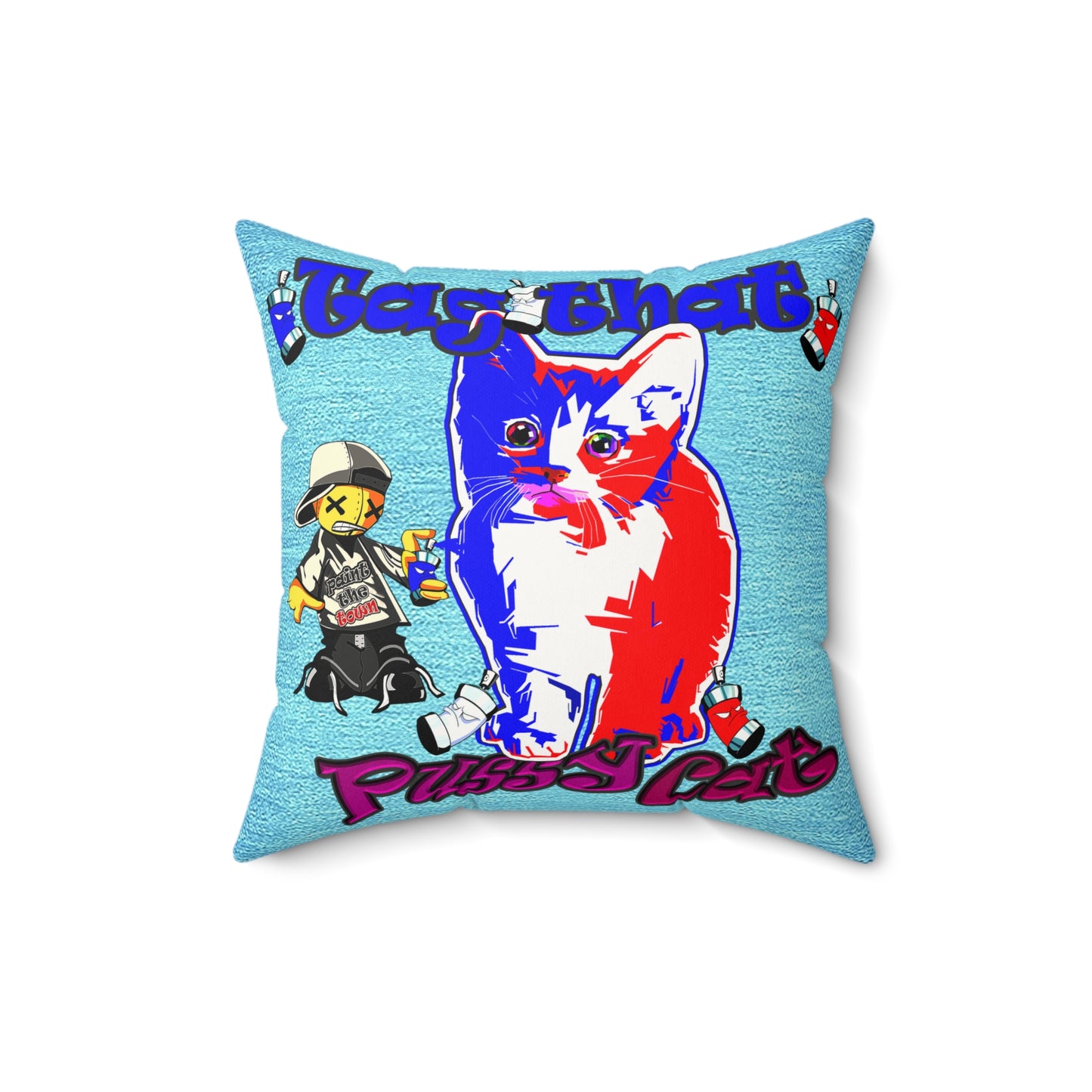 tag that - Faux Suede Square Pillow - (faded blue)
