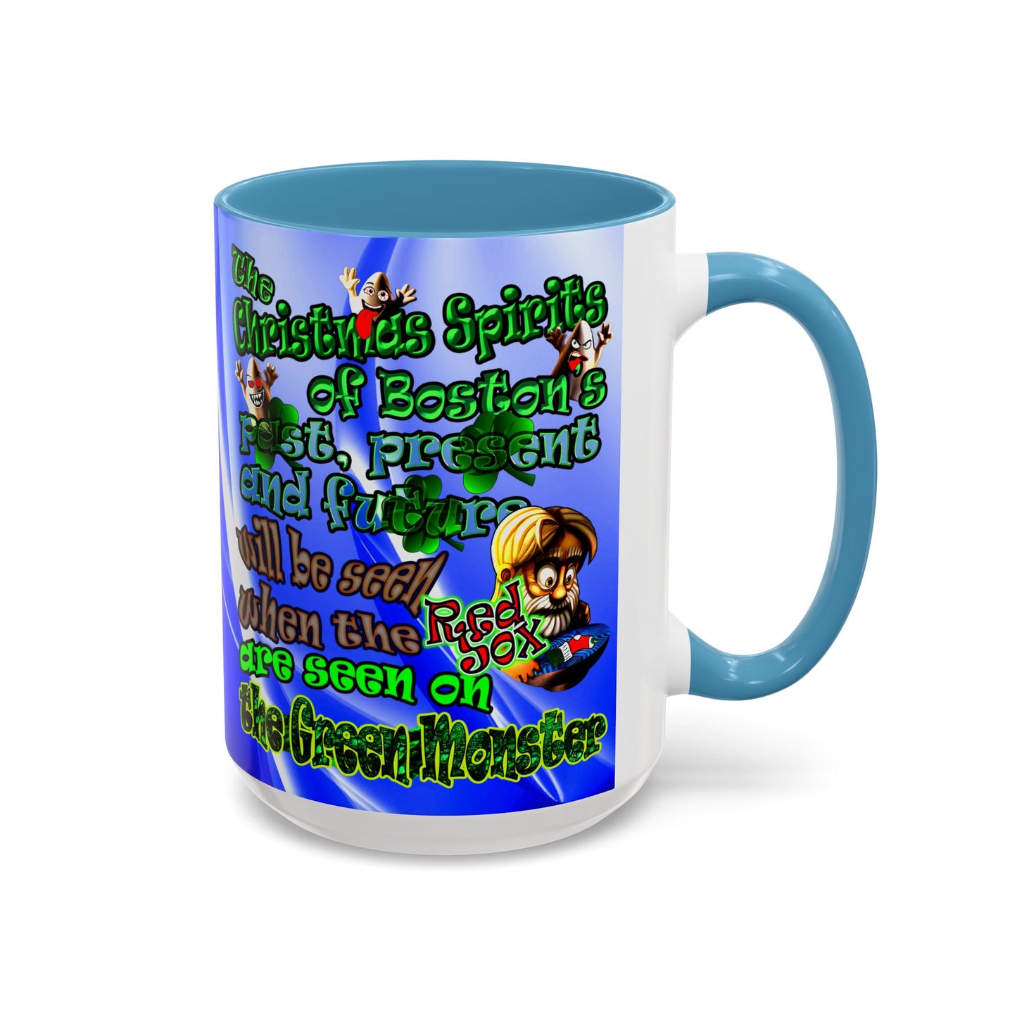 christmas spirits of boston - Accent Mug (blue-white wave)