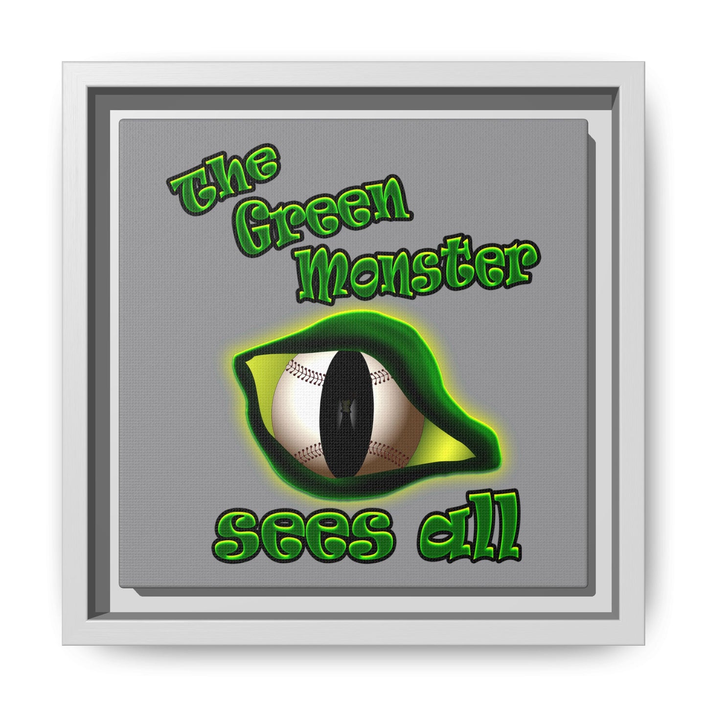 green monster - framed canvas art (grey)