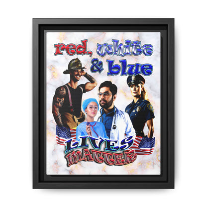 rw&b lives matter - framed canvas art (white marble)