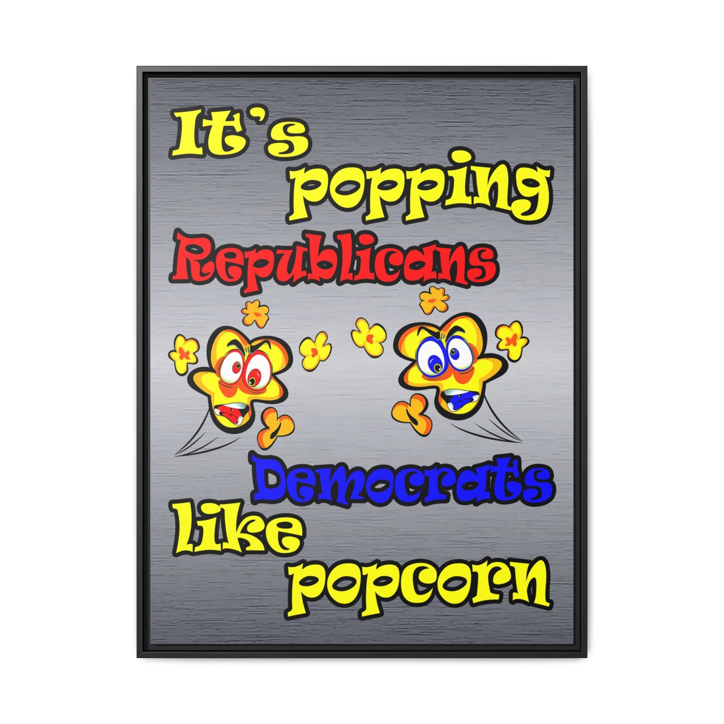popping like popcorn - framed canvas art (brushed nickel)