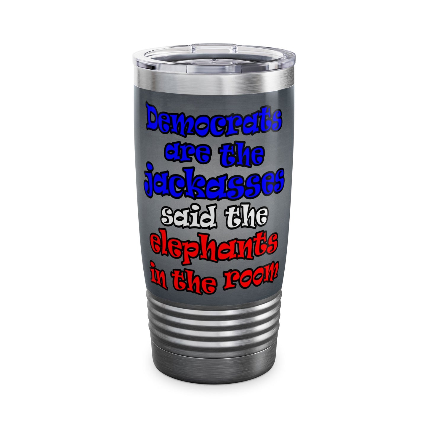 donkeys and elephants - Ringneck Tumbler, 20oz (grey-light grey)