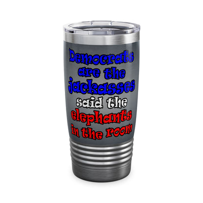donkeys and elephants - Ringneck Tumbler, 20oz (grey-light grey)