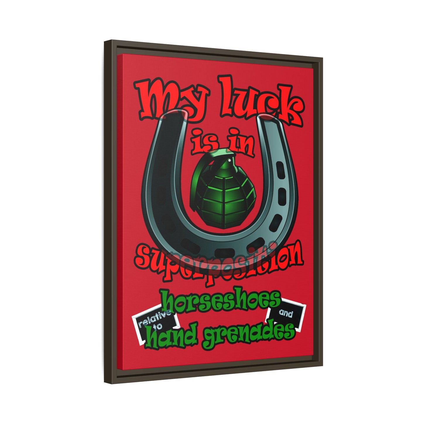 my luck - framed canvas art (dark red)