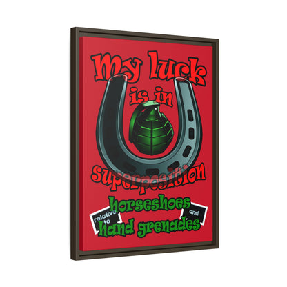 my luck - framed canvas art (dark red)