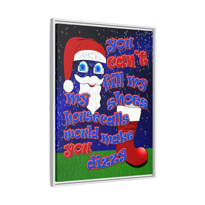 santa's shoes - framed canvas art ('snoops' background)
