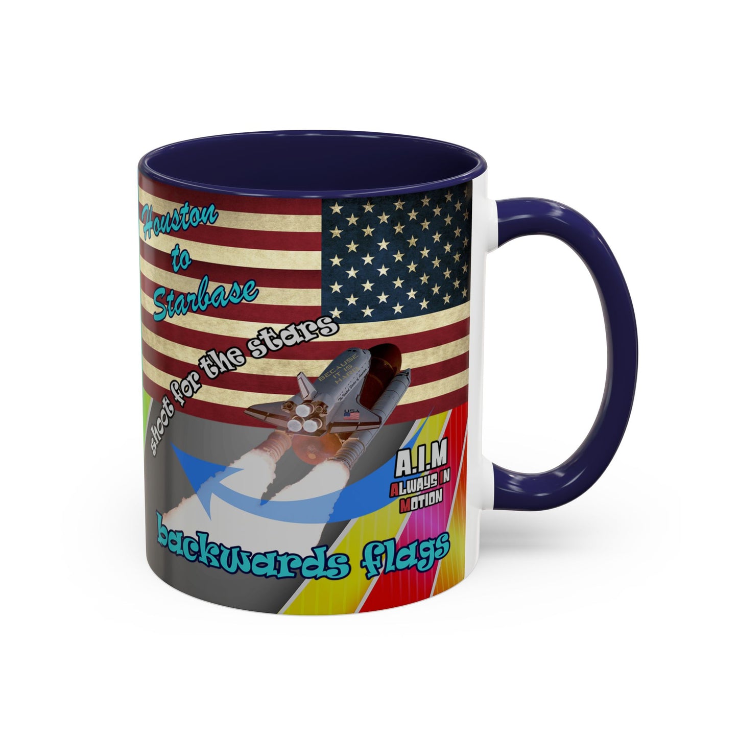 shoot for the stars - Accent Mug (rainbow split)