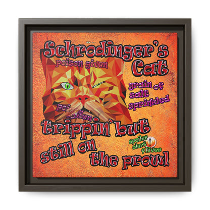schrodinger's cat - framed canvas art (burnt orange)